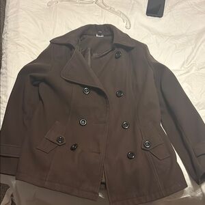 Women's Brown Double-Breasted Coat